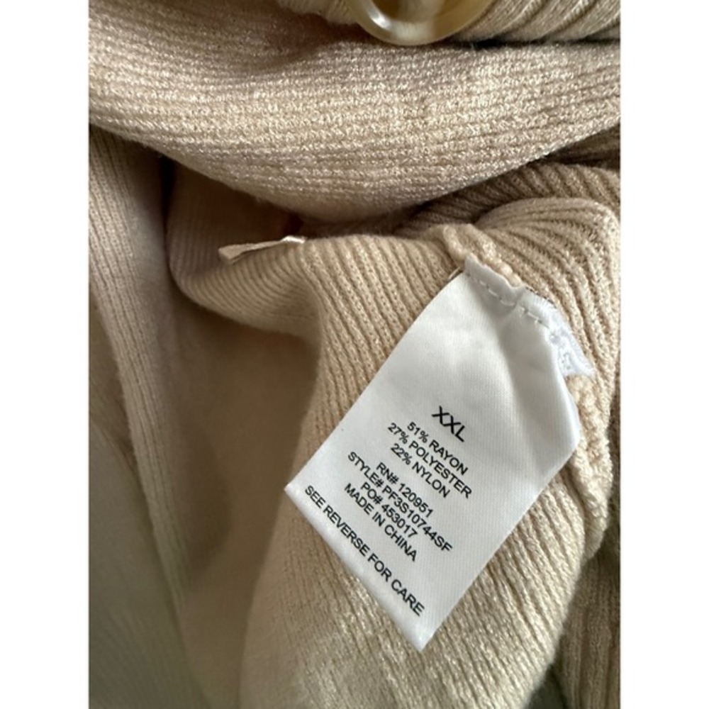 PINQUE Design Studio Knit Vest Cardigan Beige XXL Sleeveless‎ Front Pockets - Picture 5 of 6